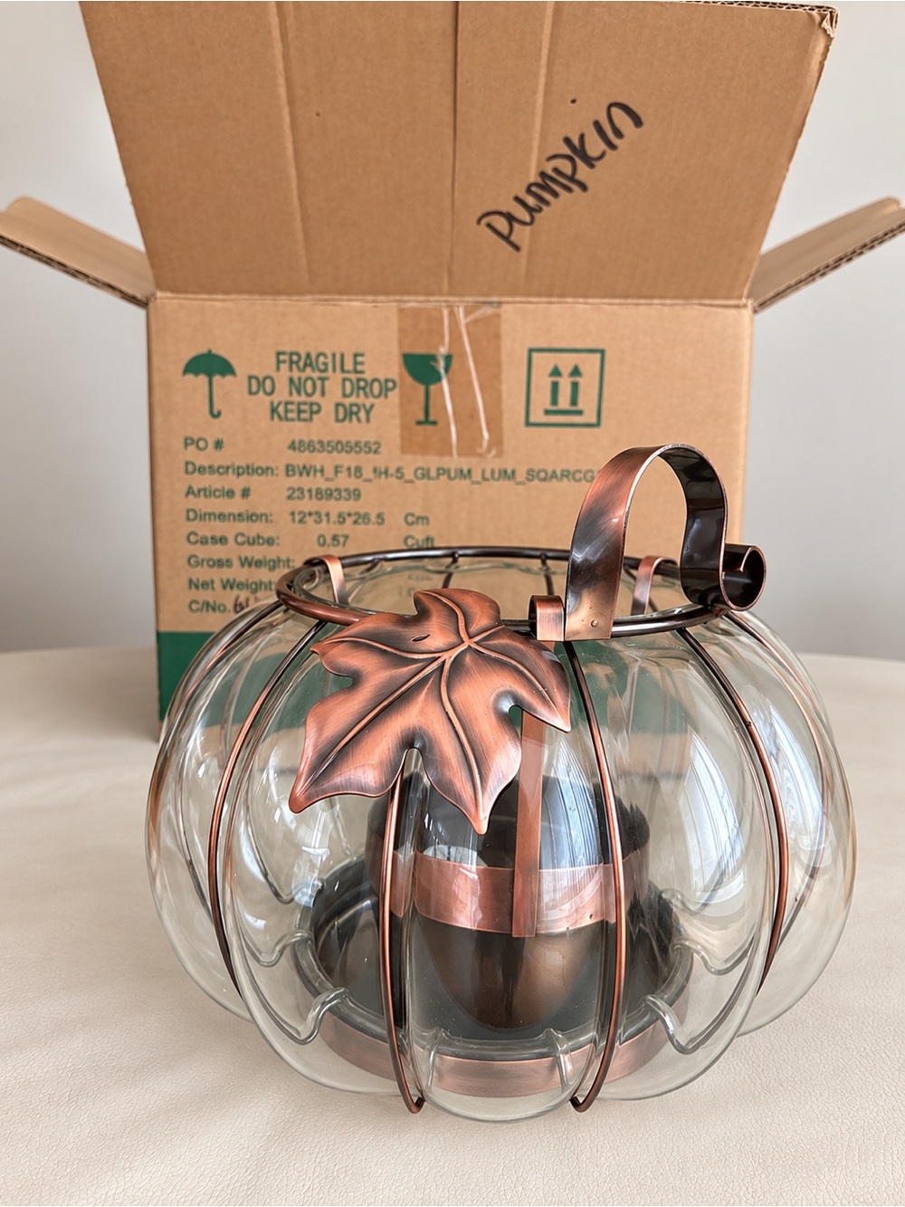Bath And Body Works 3 Wick Candle Large Glass Bronze Pumpkin Luminary 2016 NIB